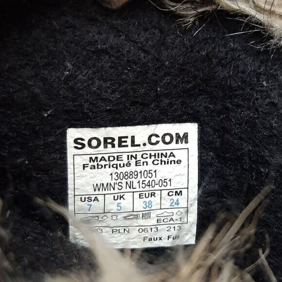 SOREL Joan of Arctic Snow Boots Suede Leather Grey & Black Sz 7 Flawed - Picture 16 of 16